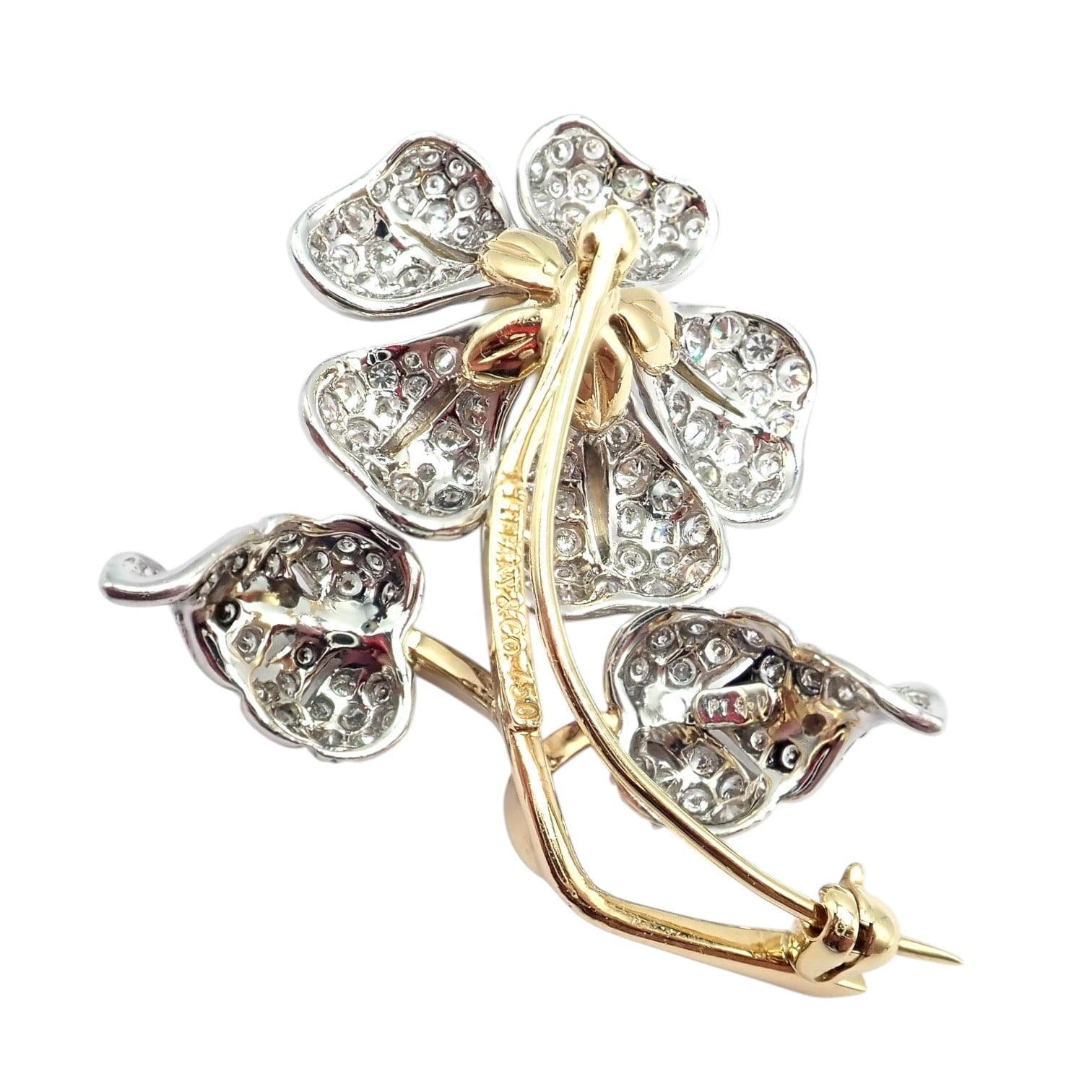 Vintage! Tiffany & Co 18k Yellow Gold Platinum Diamond Pearl Pin Brooch | Fortrove
