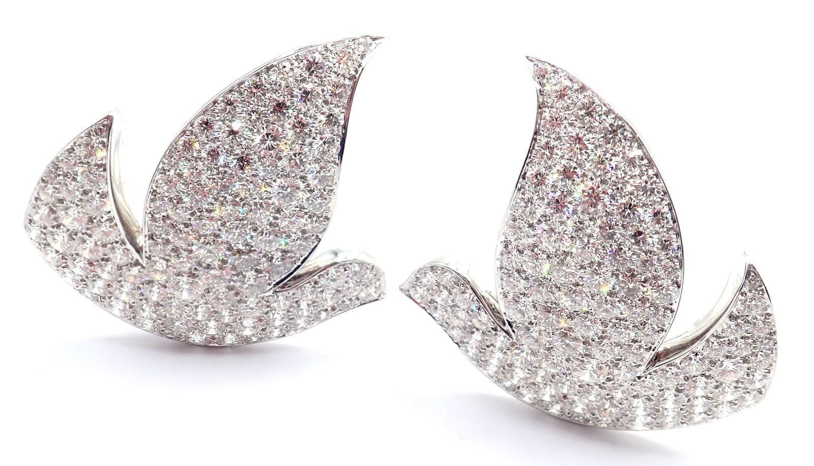 Authentic! Cartier Colombe Dove Of Peace 18k White Gold Diamond Earrings Paper | Fortrove