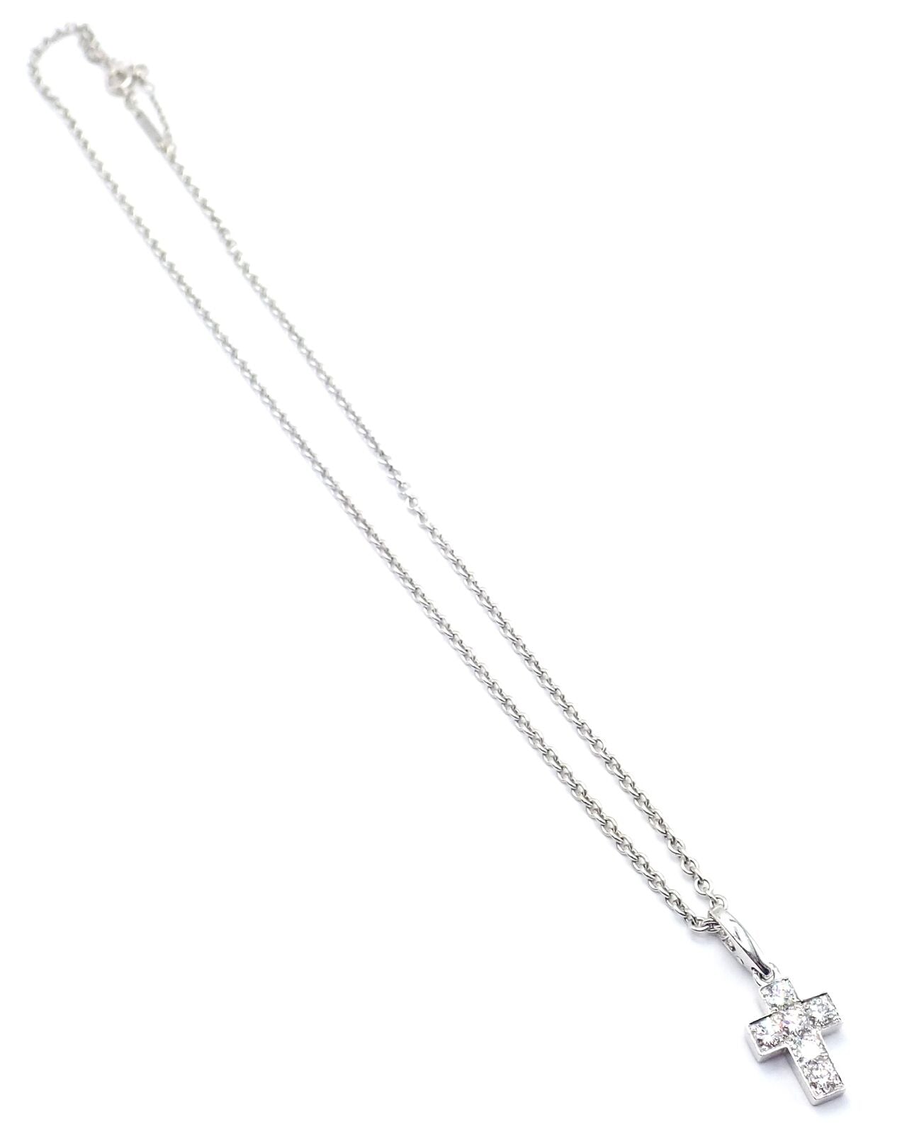 Cartier Jewelry & Watches:Fine Jewelry:Necklaces & Pendants Authentic! Cartier 18k White Gold Diamond Cross Pendant Chain Necklace