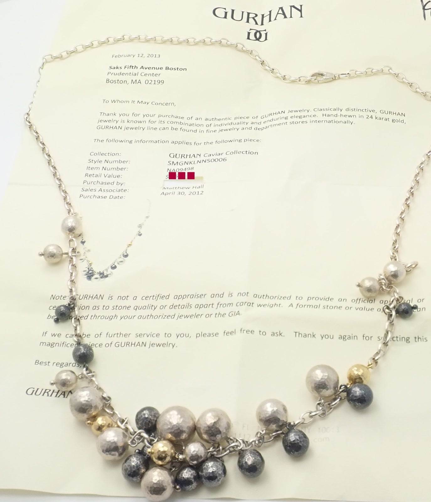 Gurhan Jewelry & Watches:Vintage & Antique Jewelry:Necklaces & Pendants Authentic Gurhan 24k Yellow Gold Sterling Silver Long Caviar Bead Necklace 31"