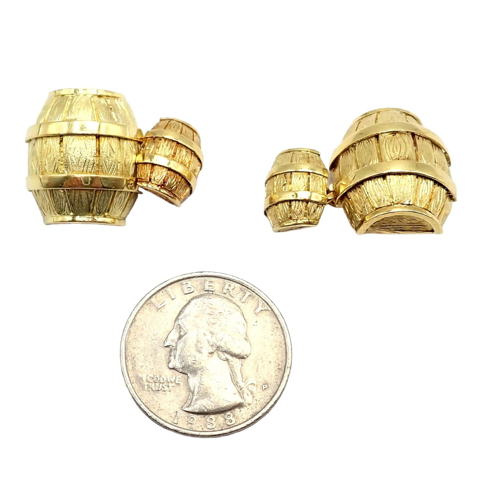 Rare! Vintage Cartier 18k Yellow Gold Barrel Cufflinks 1970's | Fortrove