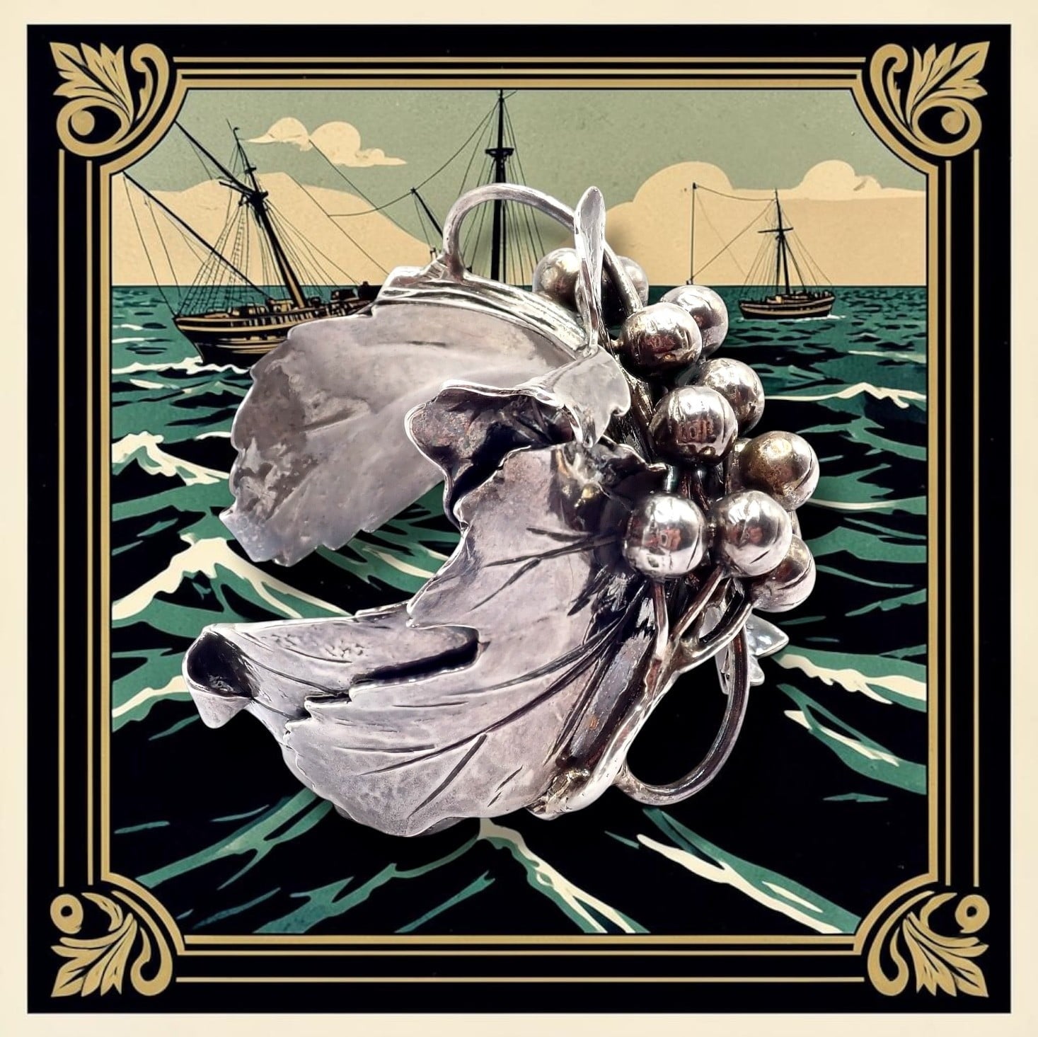 Buccellati Jewelry & Watches:Fine Jewelry:Bracelets & Charms Rare! Vintage Mario Buccellati Silver Berry Leaf Branch Wide Cuff Bracelet