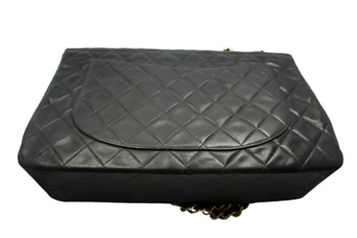 1995 Chanel Jumbo XL Maxi Black Quilted Lambskin Single Flap Handbag Purse | Fortrove