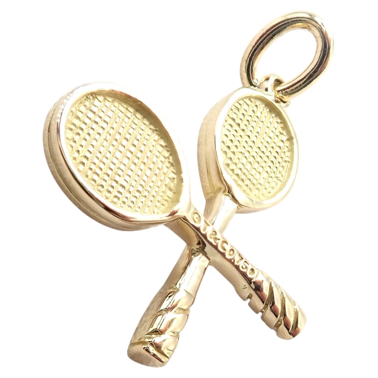 Rare Vintage Tiffany & Co. 18k Yellow + White Gold Tennis Rackets Diamond Charm | Fortrove