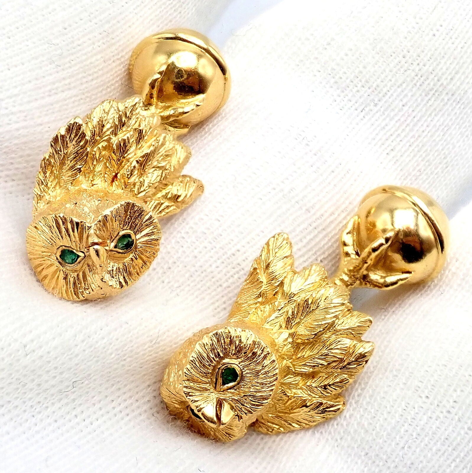 Tiffany & Co. Jewelry & Watches:Men's Jewelry:Cufflinks Rare! Vintage Tiffany & Co. 18k Yellow Gold Emerald Owl Germany 1989 Cufflinks