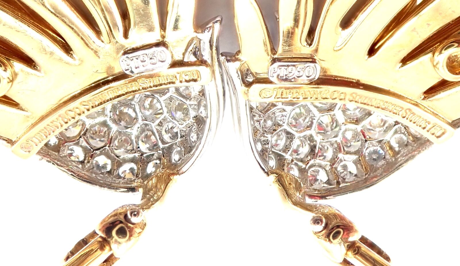 Tiffany & Co. Jewelry & Watches:Fine Jewelry:Earrings Authentic! Tiffany & Co Schlumberger Flame 18k Gold Platinum Diamond Earrings