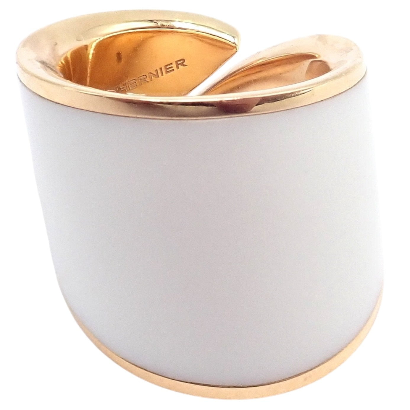 Rare! Vhernier 18k Rose Gold Vague Crossover Camuration Cacholong Ring sz 6 | Fortrove