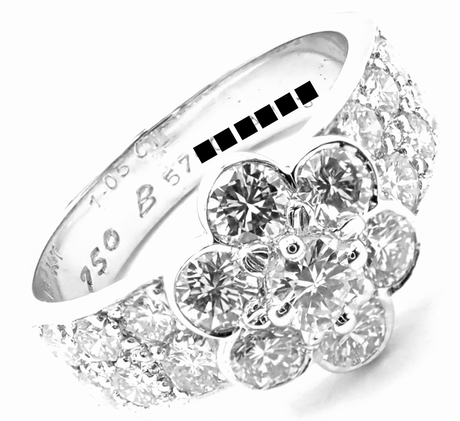 Authentic! Van Cleef & Arpels 18k White Gold Diamond Fleurette Flower Ring | Fortrove