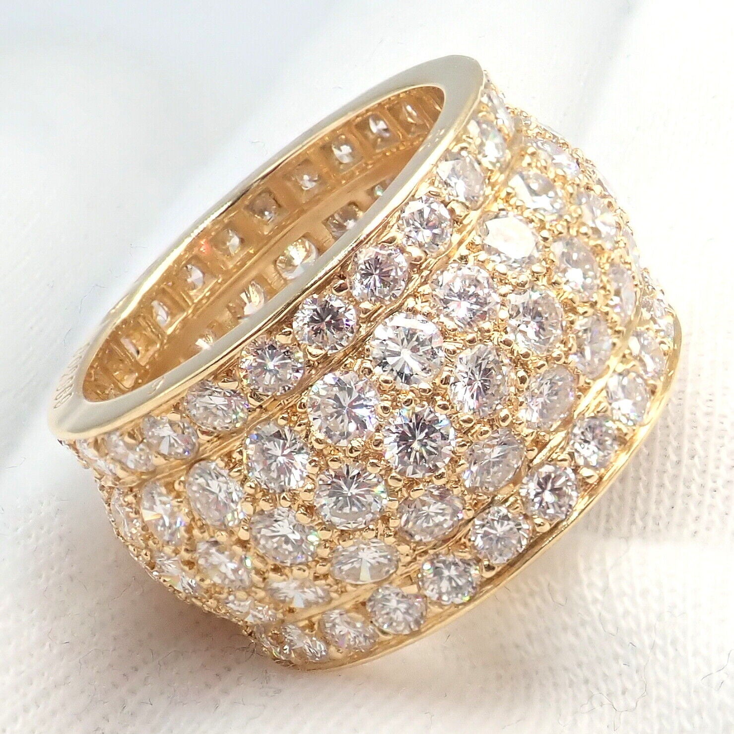 Authentic! Cartier Nigeria 18k Yellow Gold Diamond Wide Band Ring Size 53 | Fortrove