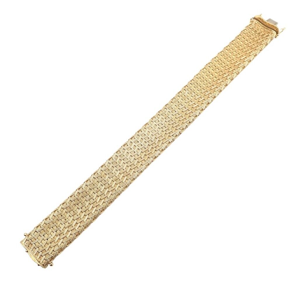 Authentic! Roberto Coin 18k Yellow Gold Large Basket Weave Bracelet | Fortrove