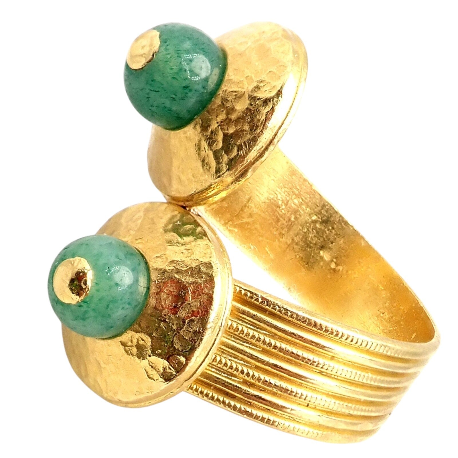 Authentic! Ilias Lalaounis Greece 22k Yellow Gold French Nephrite Ring | Fortrove