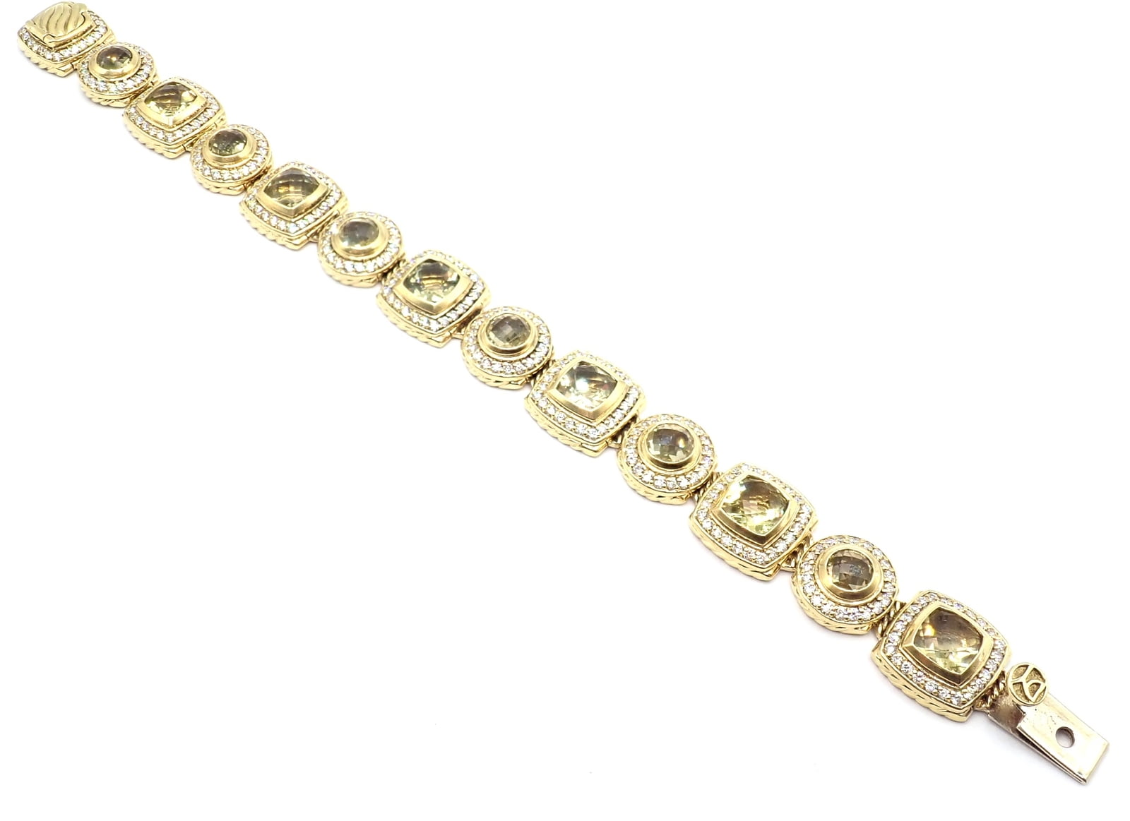 David Yurman Jewelry & Watches:Fine Jewelry:Bracelets & Charms David Yurman Albion 18k Yellow Gold Diamond Lemon Citrine Link Bracelet