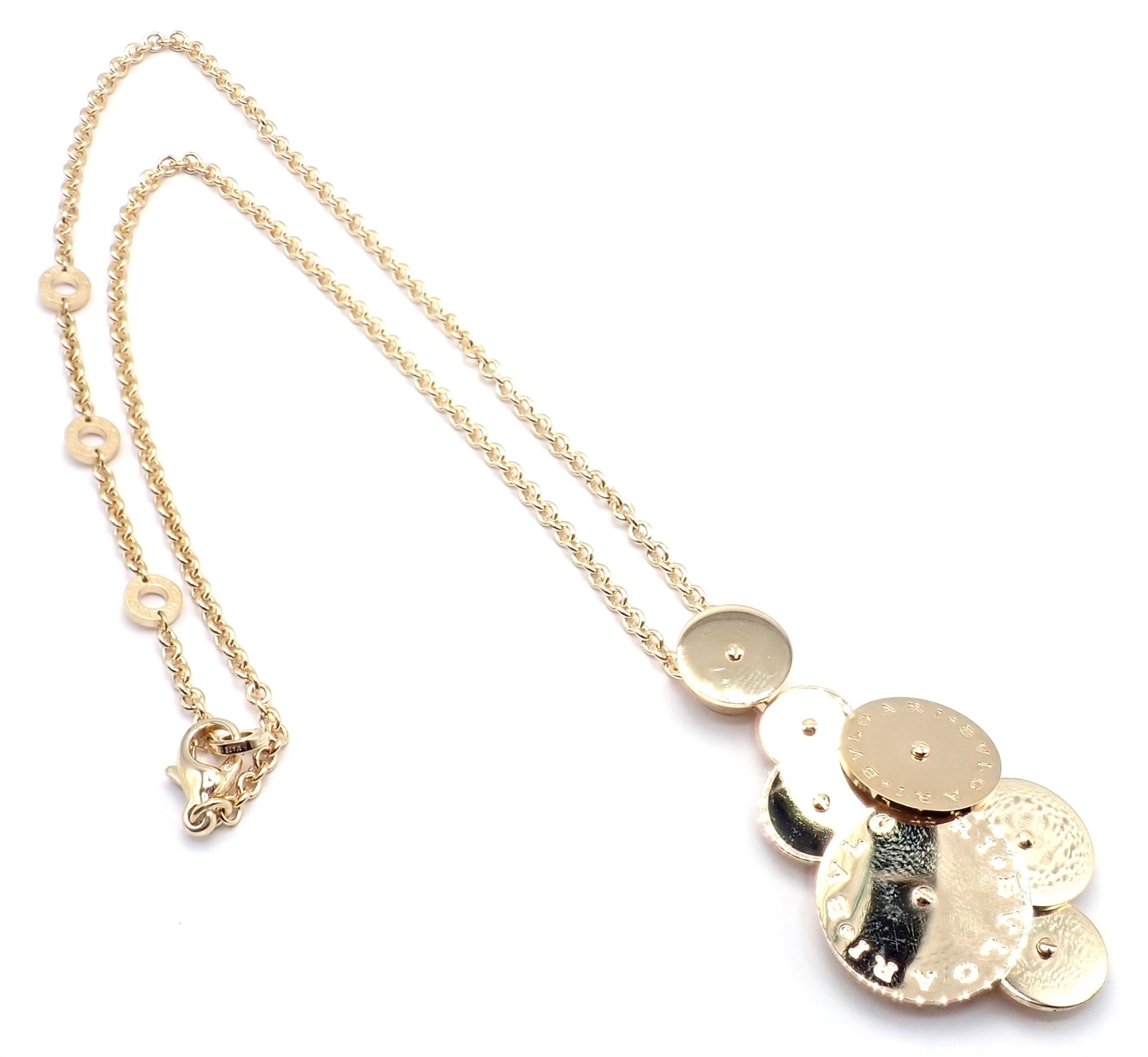 Authentic! Bulgari Bvlgari Cicladi 18k Yellow Gold Large Pendant Link Necklace | Fortrove