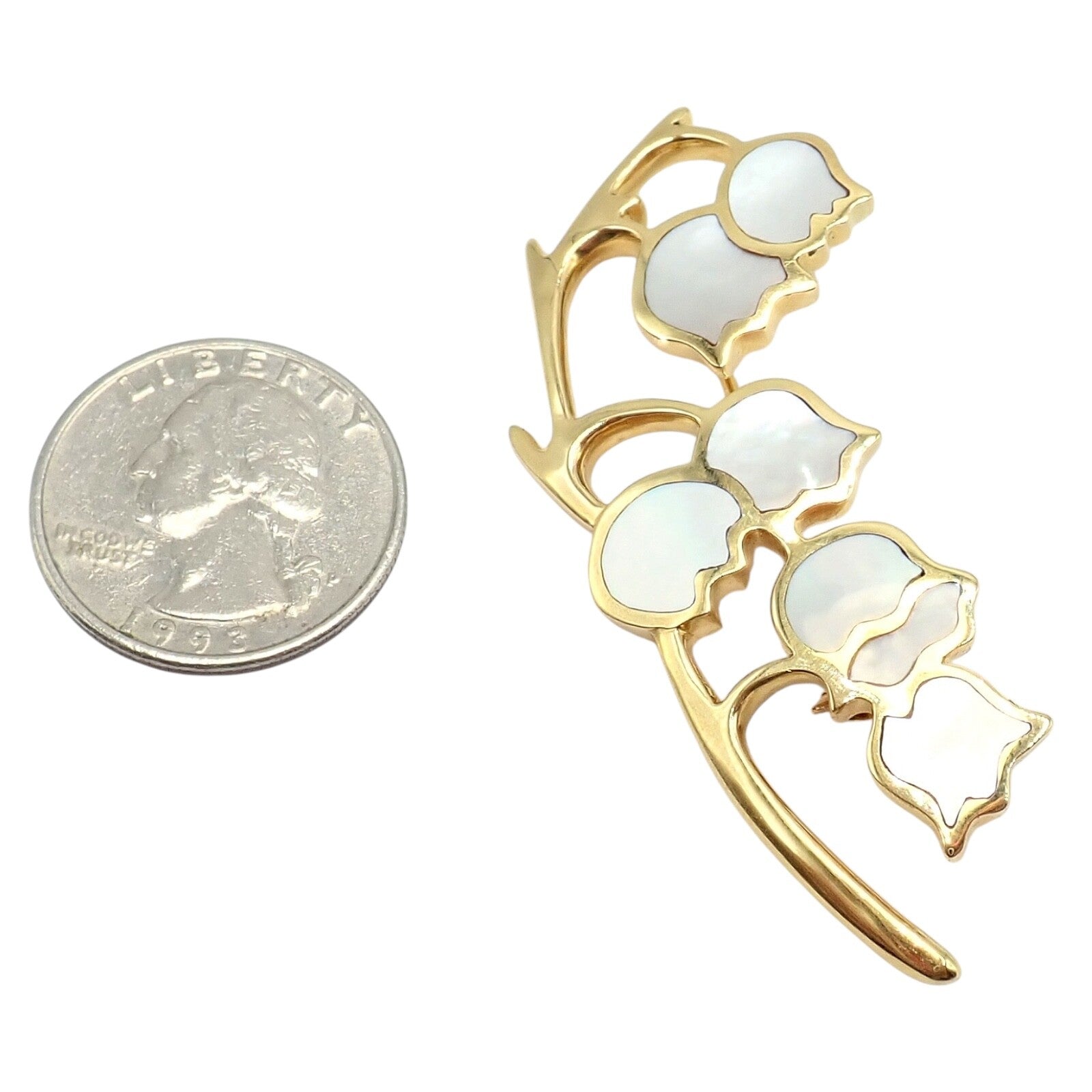 Angela Cummings for Tiffany & Co. Jewelry & Watches:Fine Jewelry:Brooches & Pins Tiffany & Co Cummings 18k Yellow Gold MoP Lily of the Valley Flower Pin Brooch