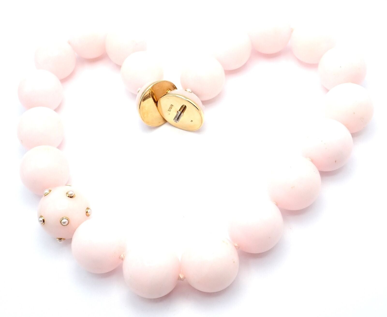 Verdura Jewelry & Watches:Fine Jewelry:Necklaces & Pendants Authentic! Verdura 18k Yellow Gold Large Pink Quartz Pearl Bead Necklace