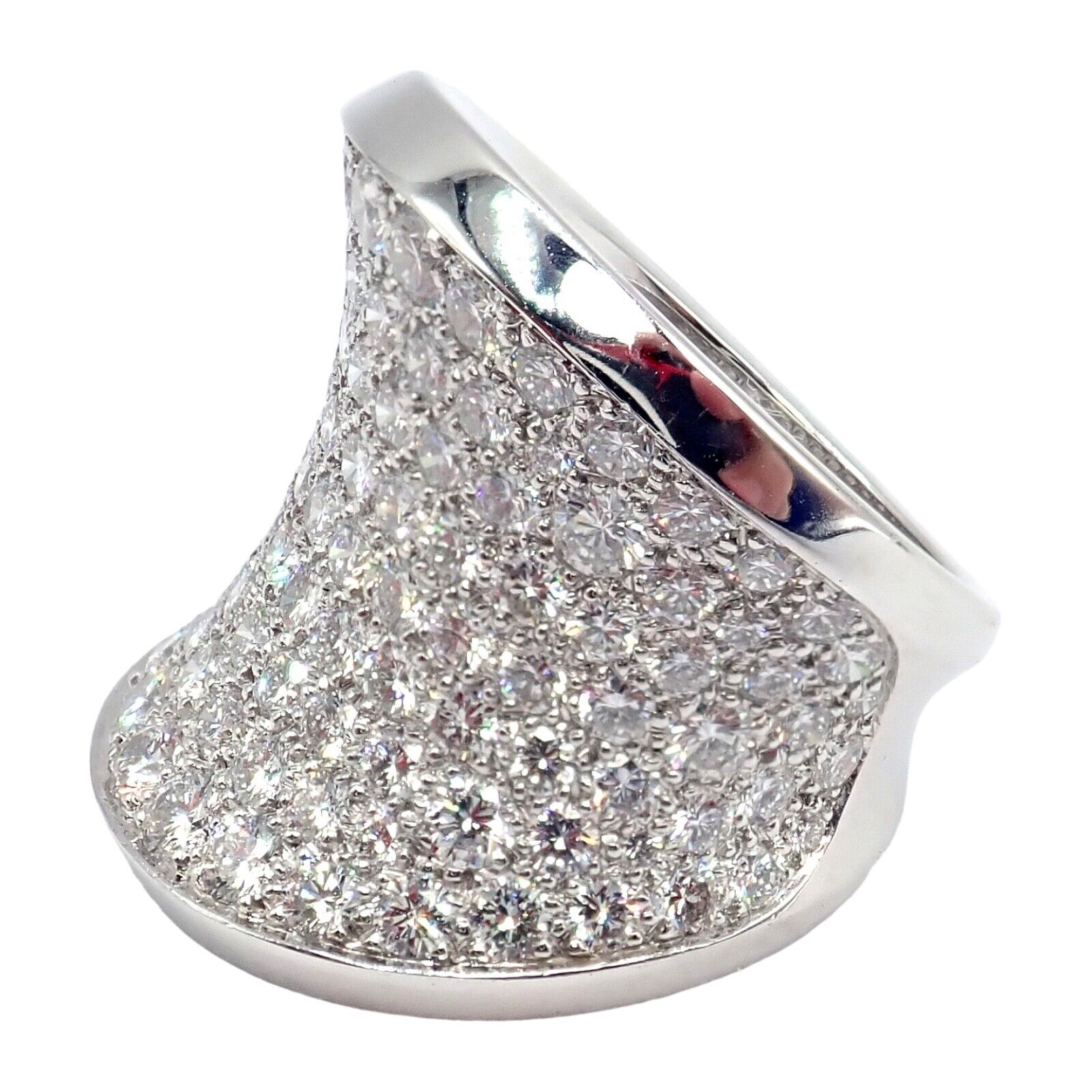 Authentic! Cartier Chalice 18k White Gold Diamond Large Ring Paper | Fortrove