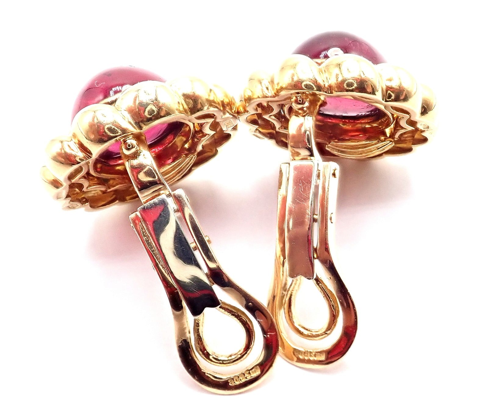 Authentic! Vintage Tiffany & Co 18k Yellow Gold Large Pink Tourmaline Earrings | Fortrove
