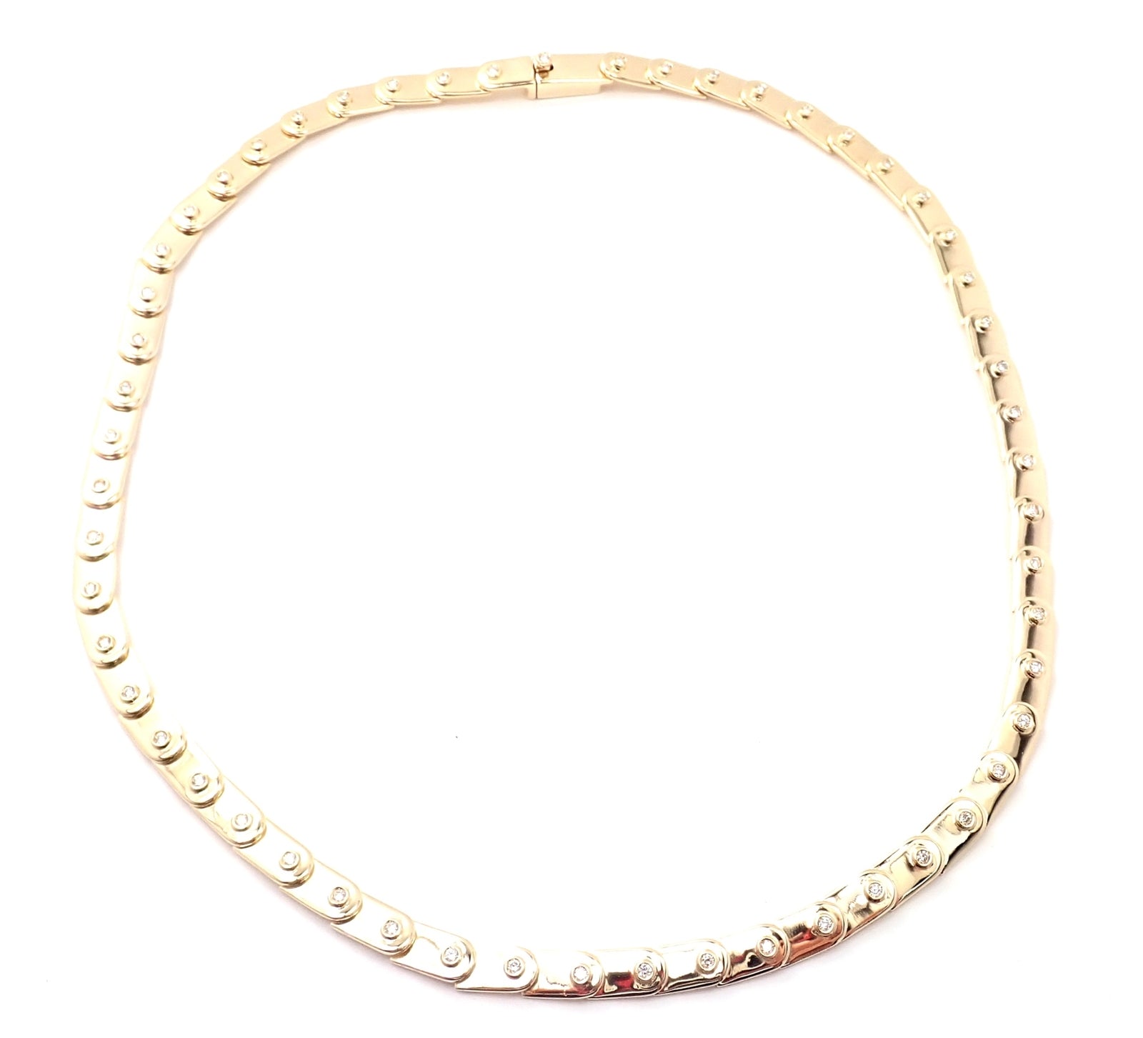 Rare! Authentic Gucci 18k Yellow Gold Diamond Tennis Necklace | Fortrove