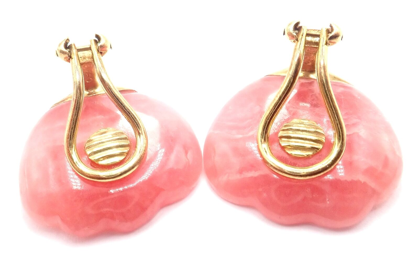 Authentic Tiffany & Co Angela Cummings 18k Yellow Gold Pink Agate Petal Earrings | Fortrove