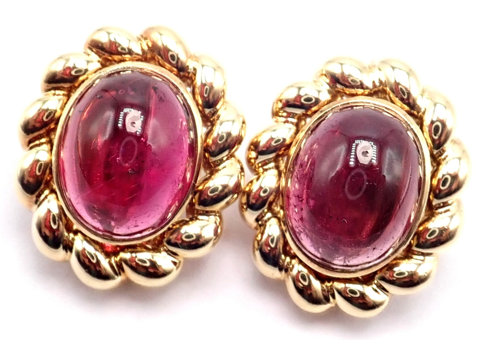 Authentic! Vintage Tiffany & Co 18k Yellow Gold Large Pink Tourmaline Earrings | Fortrove