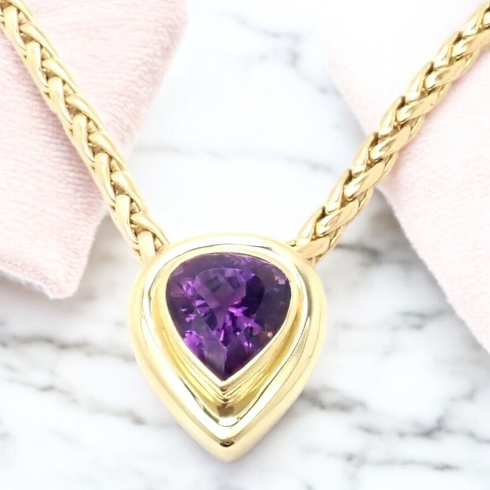 Authentic! Tiffany & Co Paloma Picasso 18k Gold Large Amethyst Pendant Necklace | Fortrove