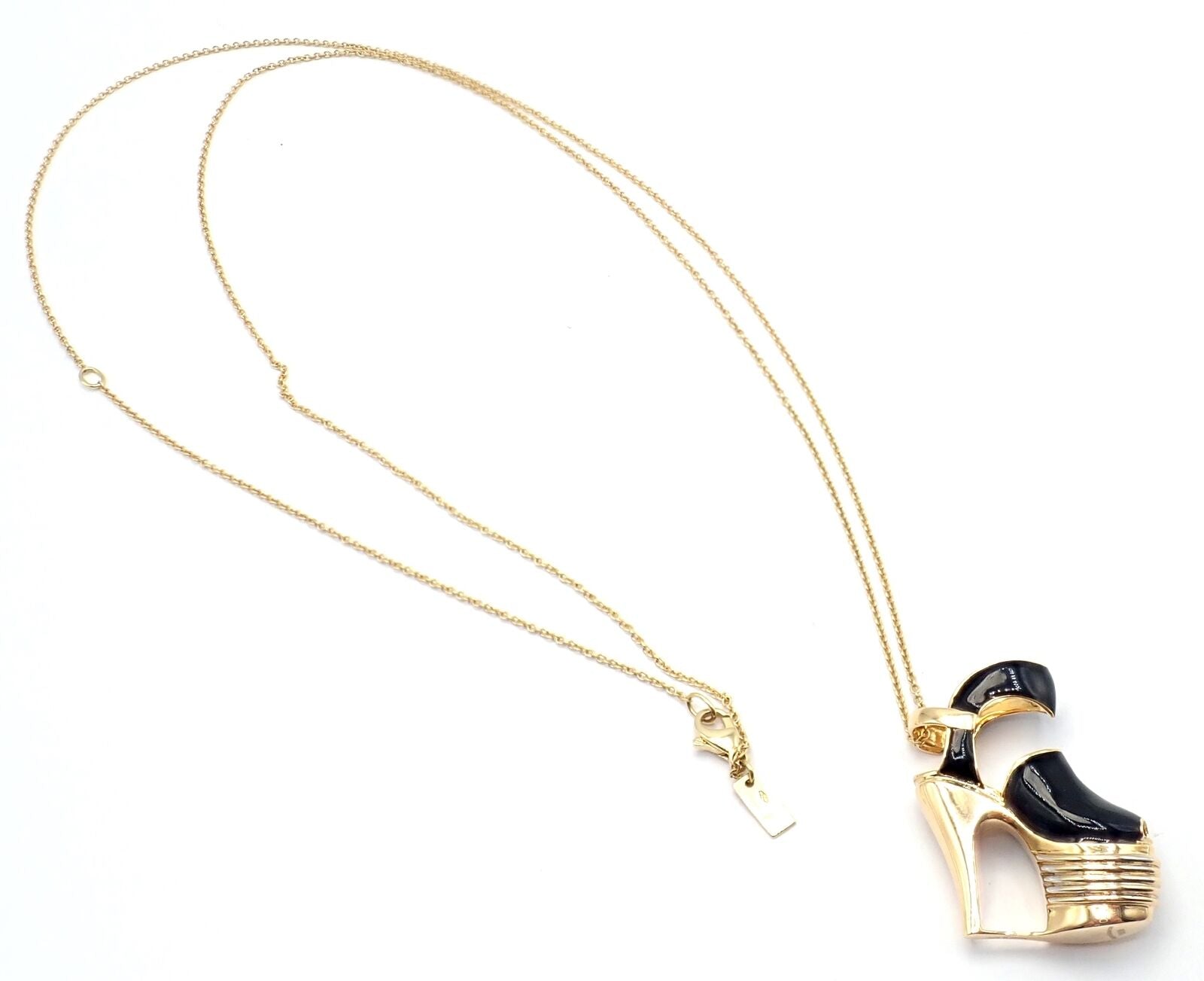 Salvatore Ferragamo Jewelry & Watches:Fine Jewelry:Necklaces & Pendants Authentic! Salvatore Ferragamo 18K Yellow Gold Enamel Shoe Pendant Necklace