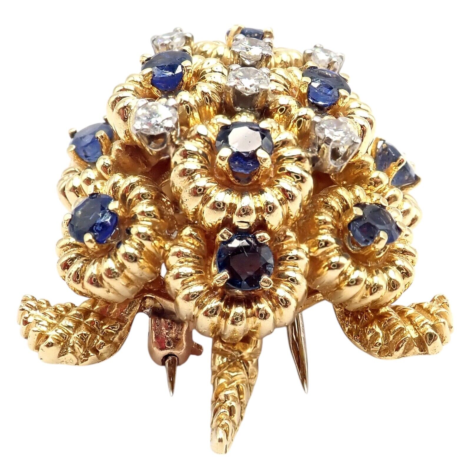 Rare! Authentic Tiffany & Co. Turtle 18k Yellow Gold Diamond Sapphire Pin Brooch | Fortrove