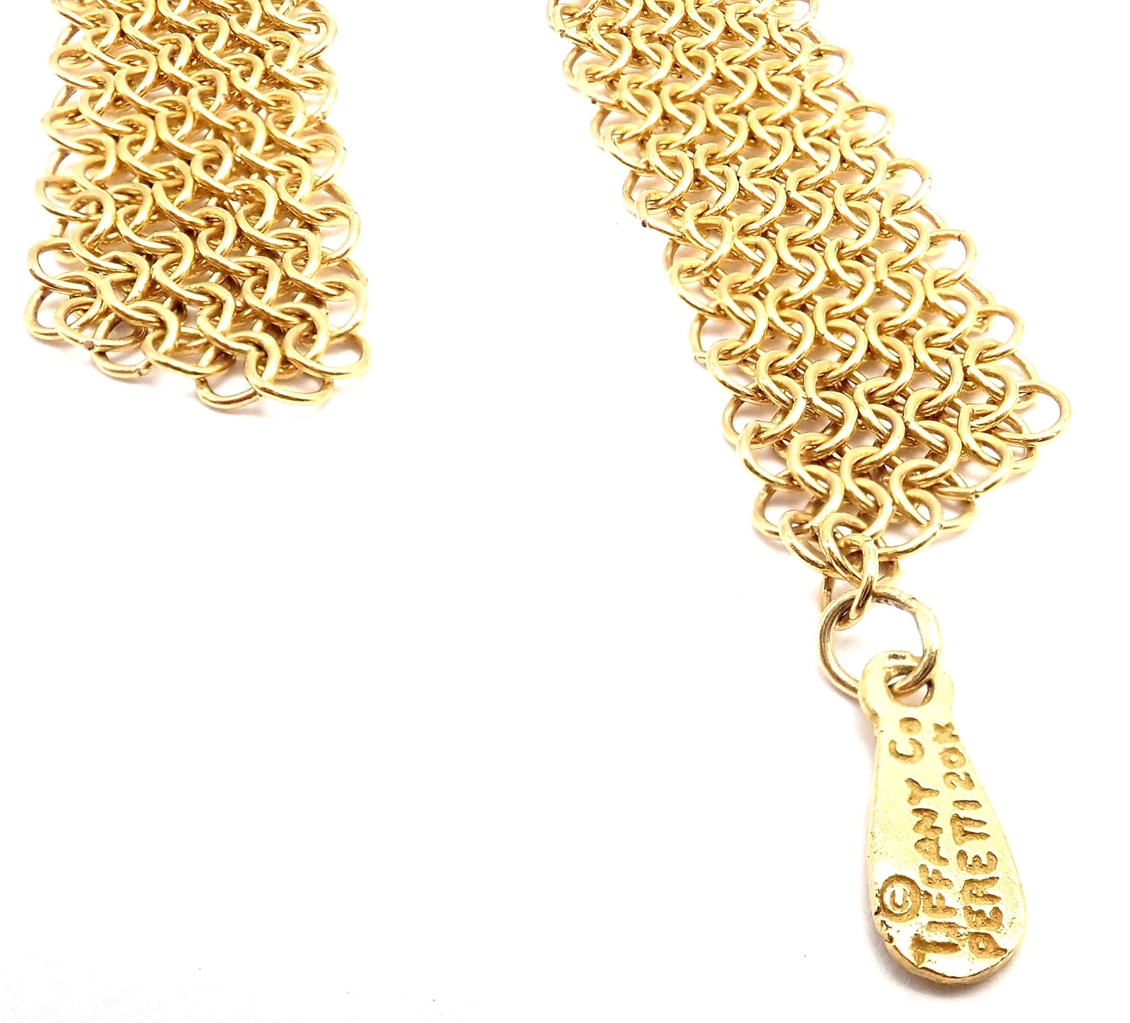 Vintage! Authentic Tiffany & Co Peretti 20k Yellow Gold Mesh Bib Scarf Necklace | Fortrove