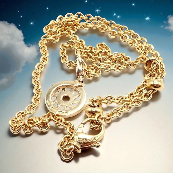Bvlgari Jewelry & Watches:Fine Jewelry:Necklaces & Pendants Authentic! Bvlgari Bulgari 18k Yellow Gold 19.5" Tondo Sun Pendant Necklace