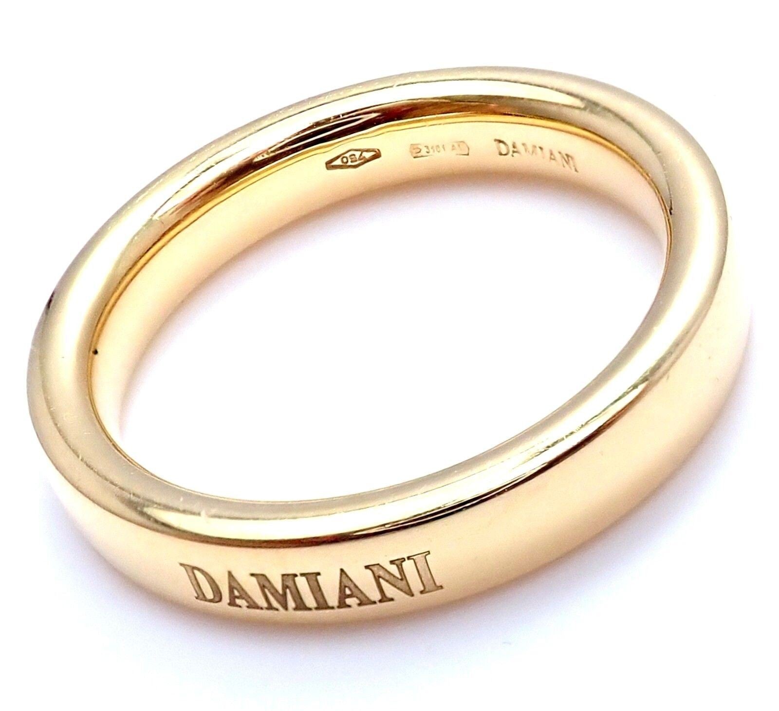 Damiani Jewelry & Watches:Fine Jewelry:Rings Rare! Authentic Damiani 18k Yellow Gold 3.5mm Band Ring Sz 5.5