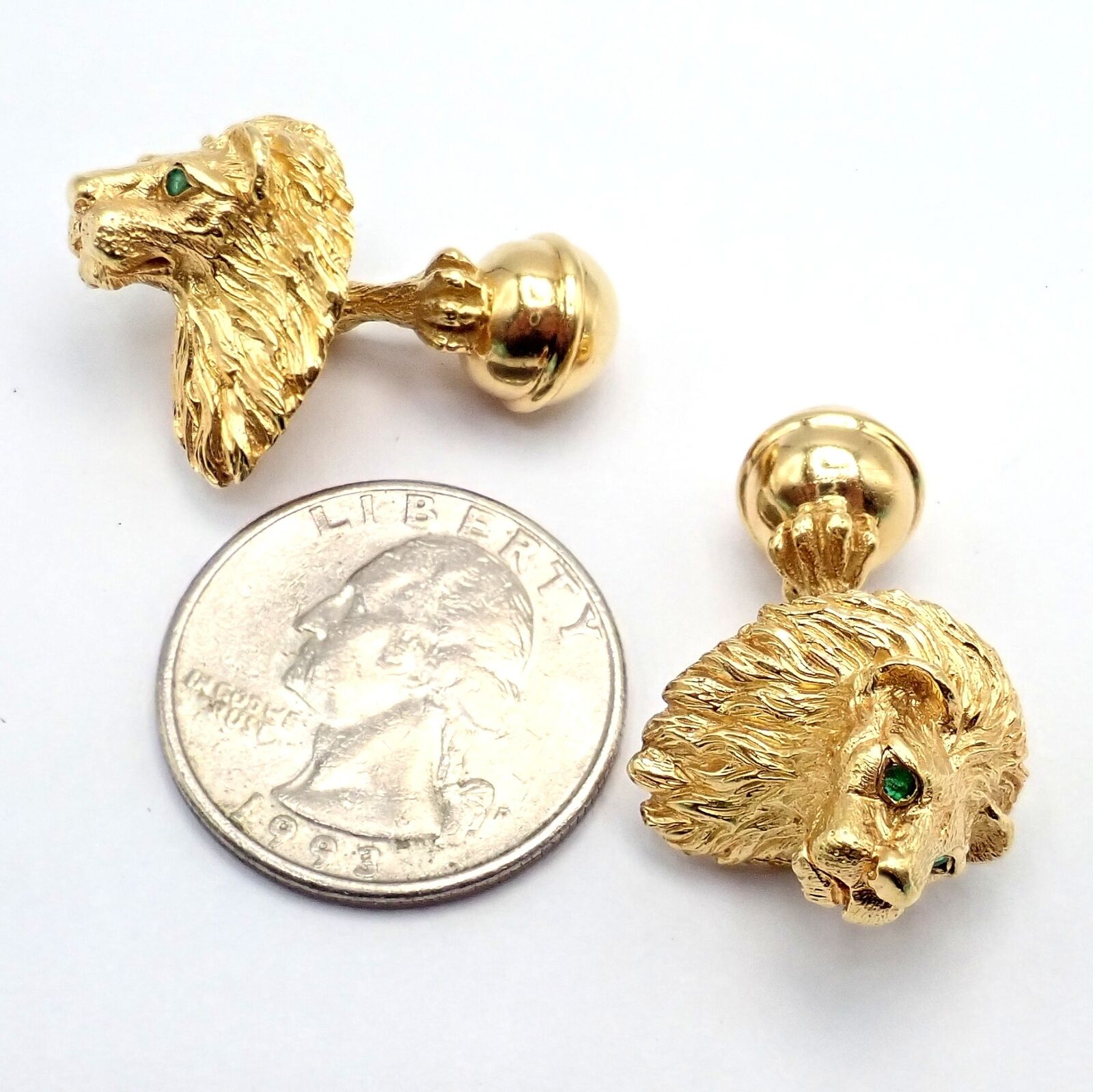 Tiffany & Co. Jewelry & Watches:Men's Jewelry:Cufflinks Rare! Vintage Tiffany & Co. 18k Yellow Gold Emerald Lion Germany 1989 Cufflinks