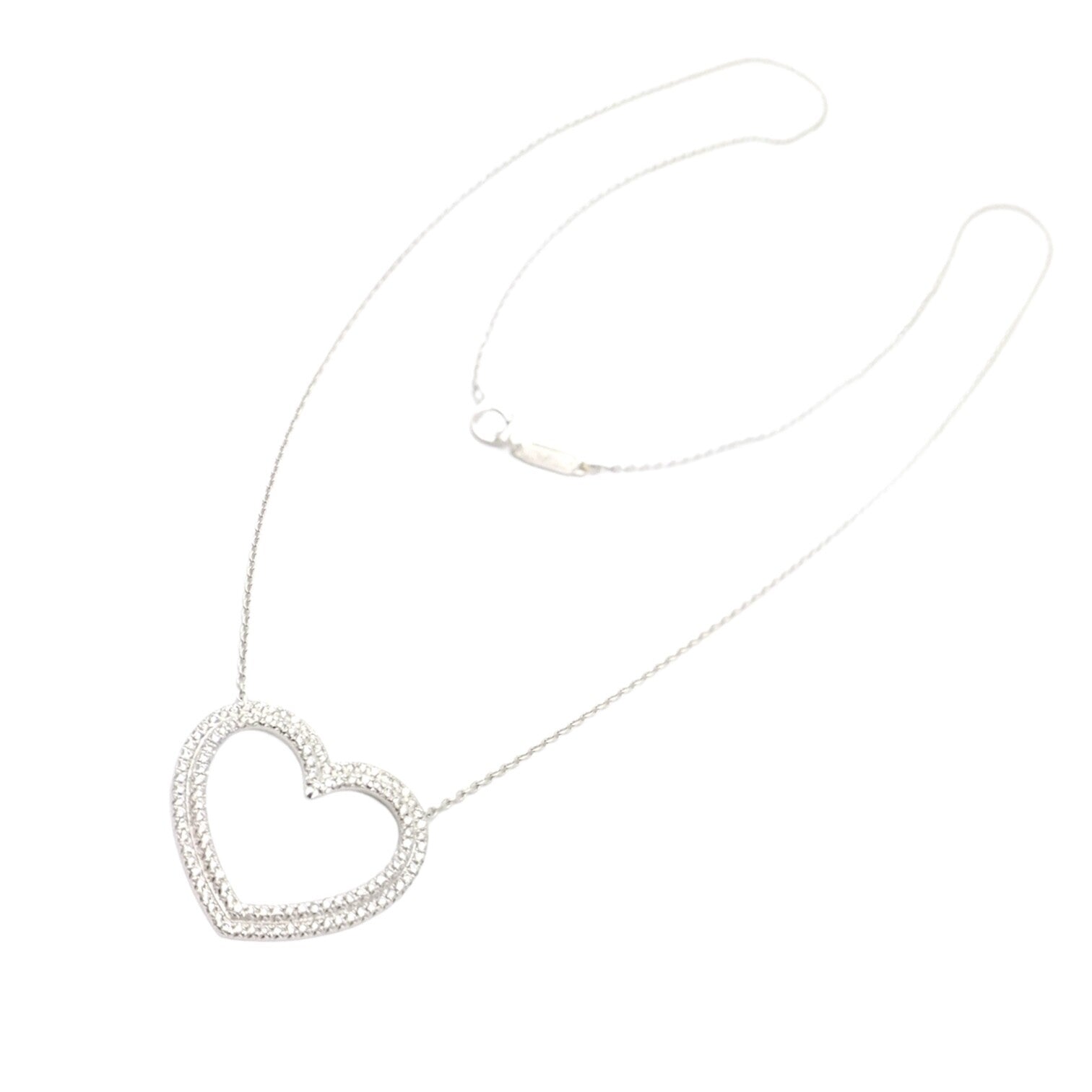 Tiffany & Co. Jewelry & Watches:Fine Jewelry:Necklaces & Pendants Authentic! Tiffany & Co Platinum Diamond Heart Double Metro Pendant Necklace