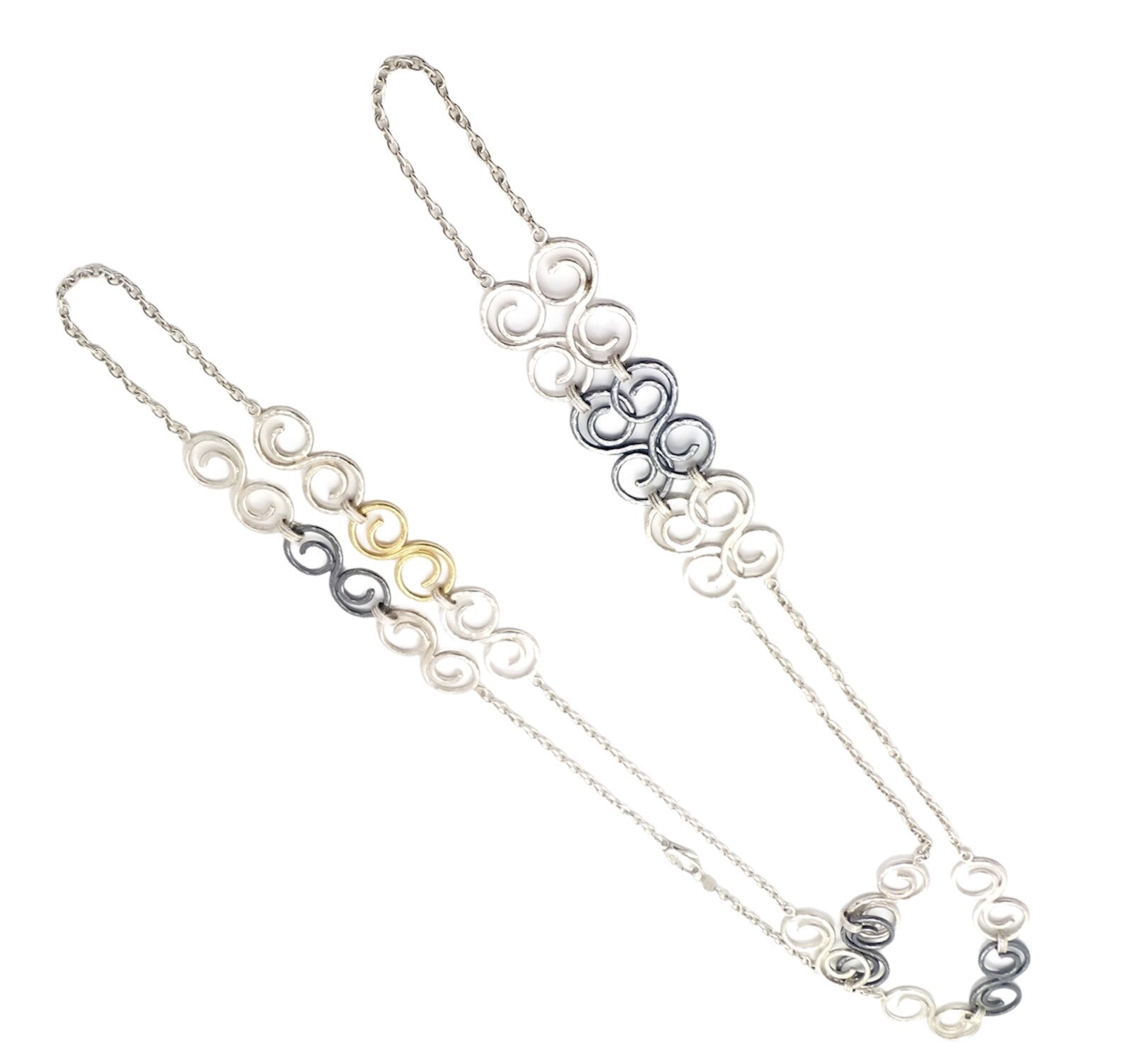 Authentic Gurhan 24k Yellow Gold Sterling Silver Long Curl Necklace 46" | Fortrove