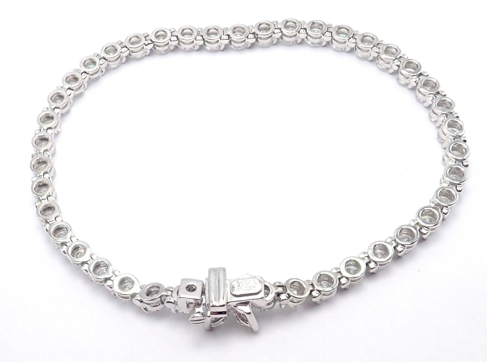 Authentic! Tiffany & Co Victoria Platinum 6.53ct Diamond Line Tennis Bracelet | Fortrove