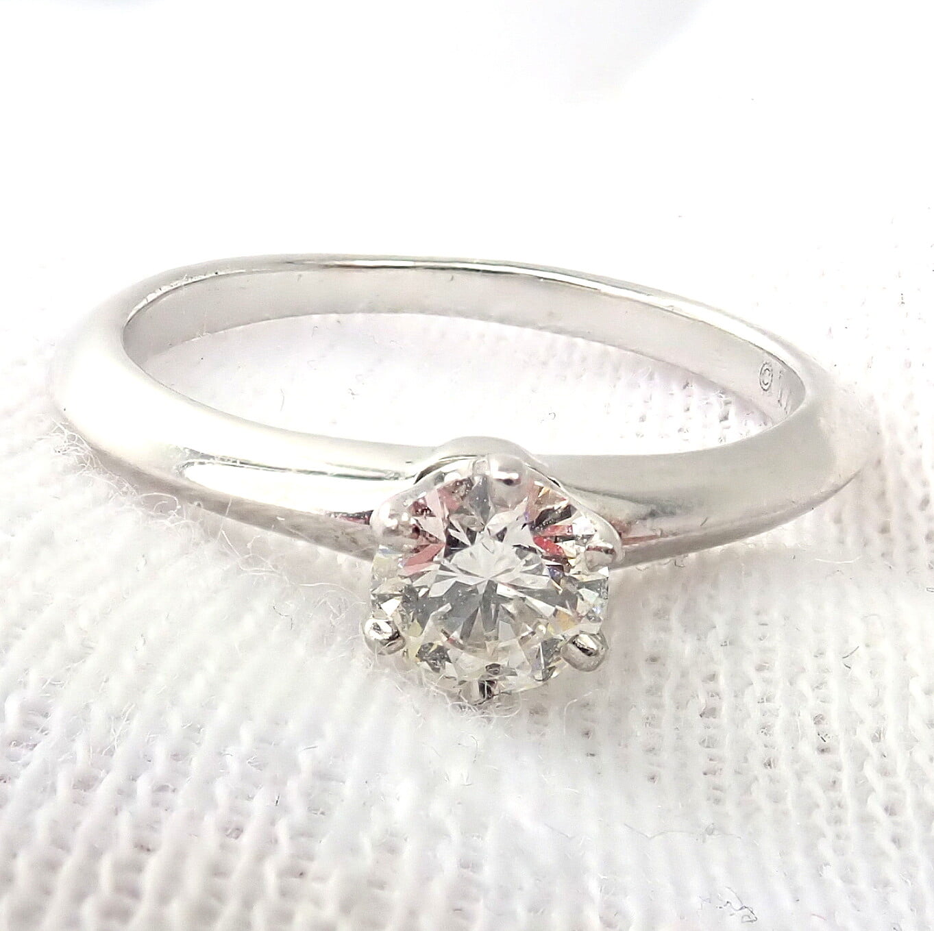 Authentic Tiffany & Co. Platinum 0.31ct Diamond G/VS1 Engagement Ring 4.25 Cert | Fortrove