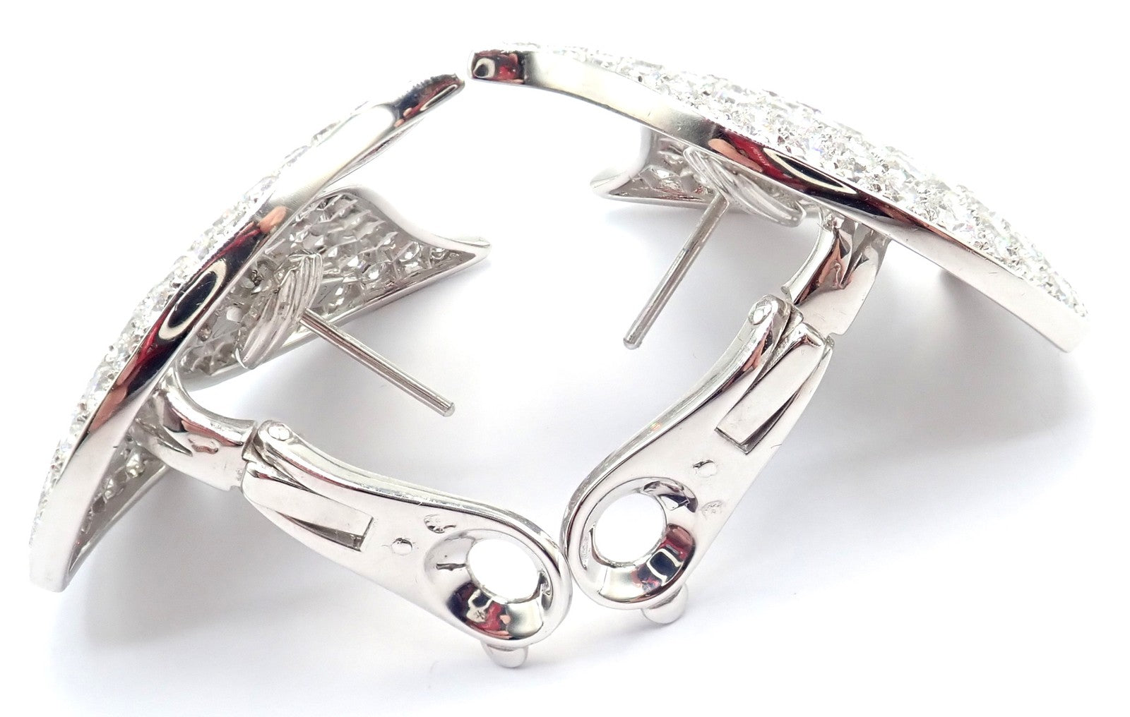 Authentic! Cartier Colombe Dove Of Peace 18k White Gold Diamond Earrings Paper | Fortrove