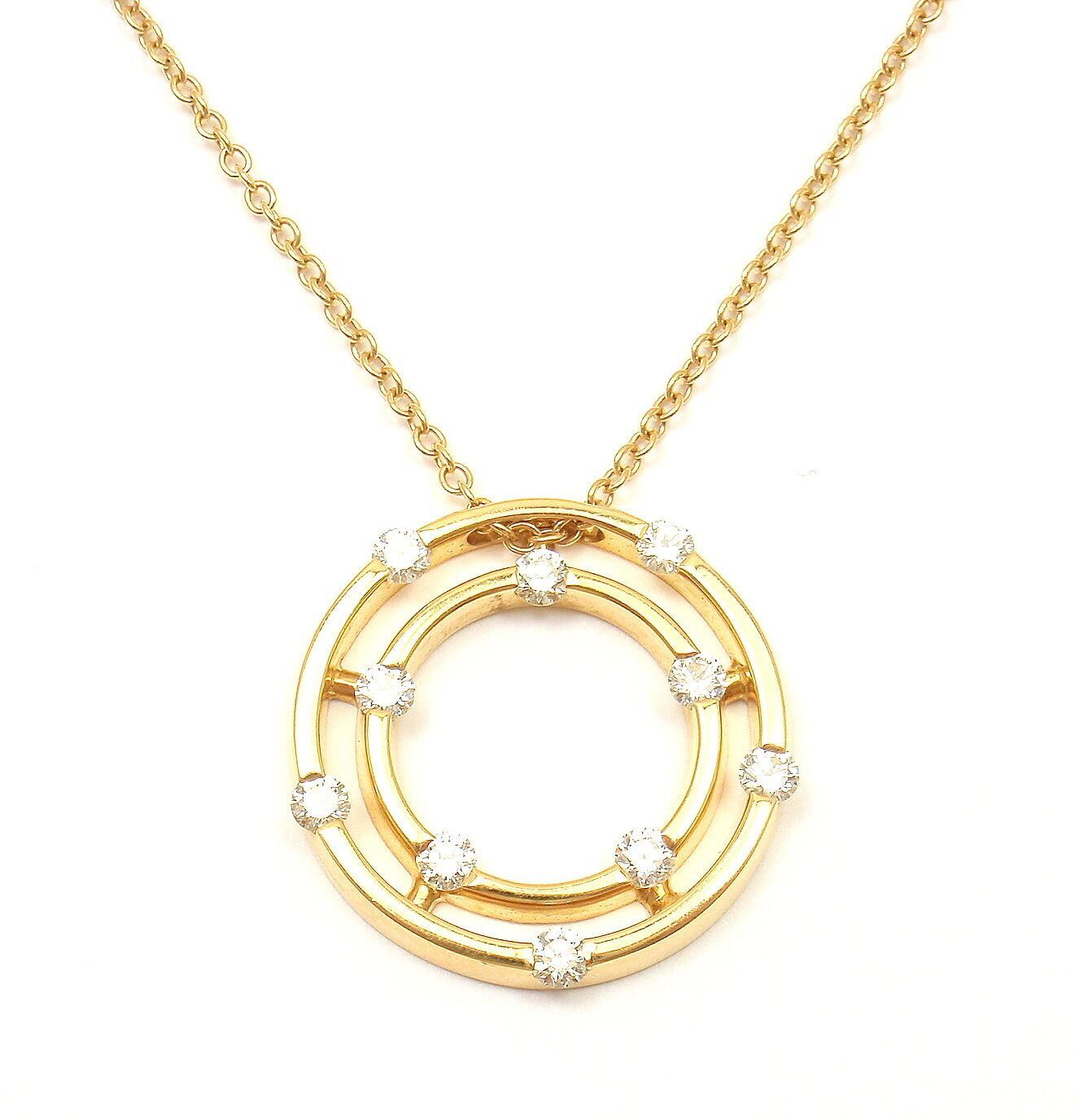 Roberto Coin Jewelry & Watches:Fine Jewelry:Necklaces & Pendants Authentic! Roberto Coin 18k Yellow Gold Double Hoop Diamond Pendant Necklace