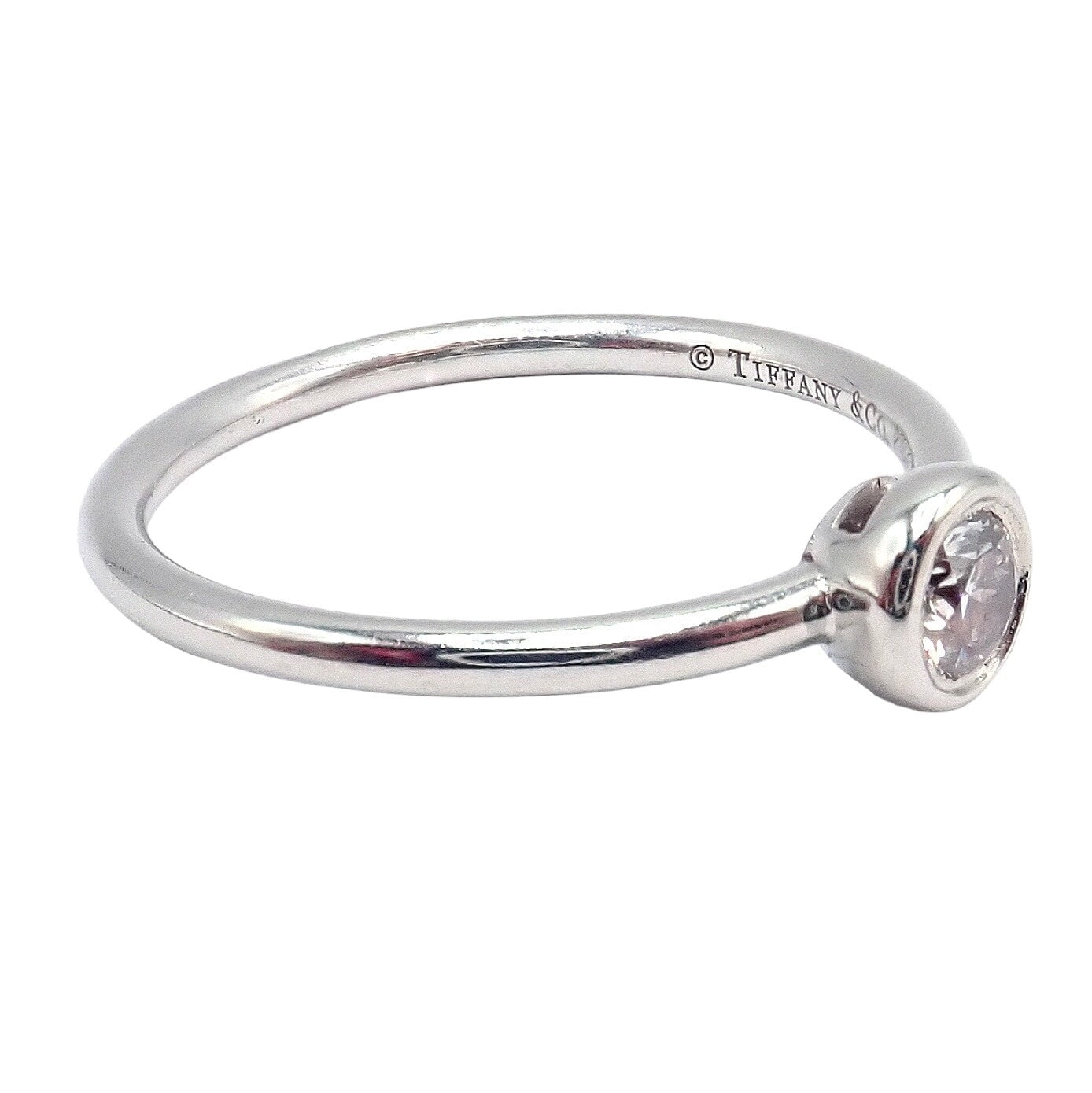 Tiffany & Co Platinum 0.12ct Diamond Engagement Stacking Ring size 6.5 | Fortrove