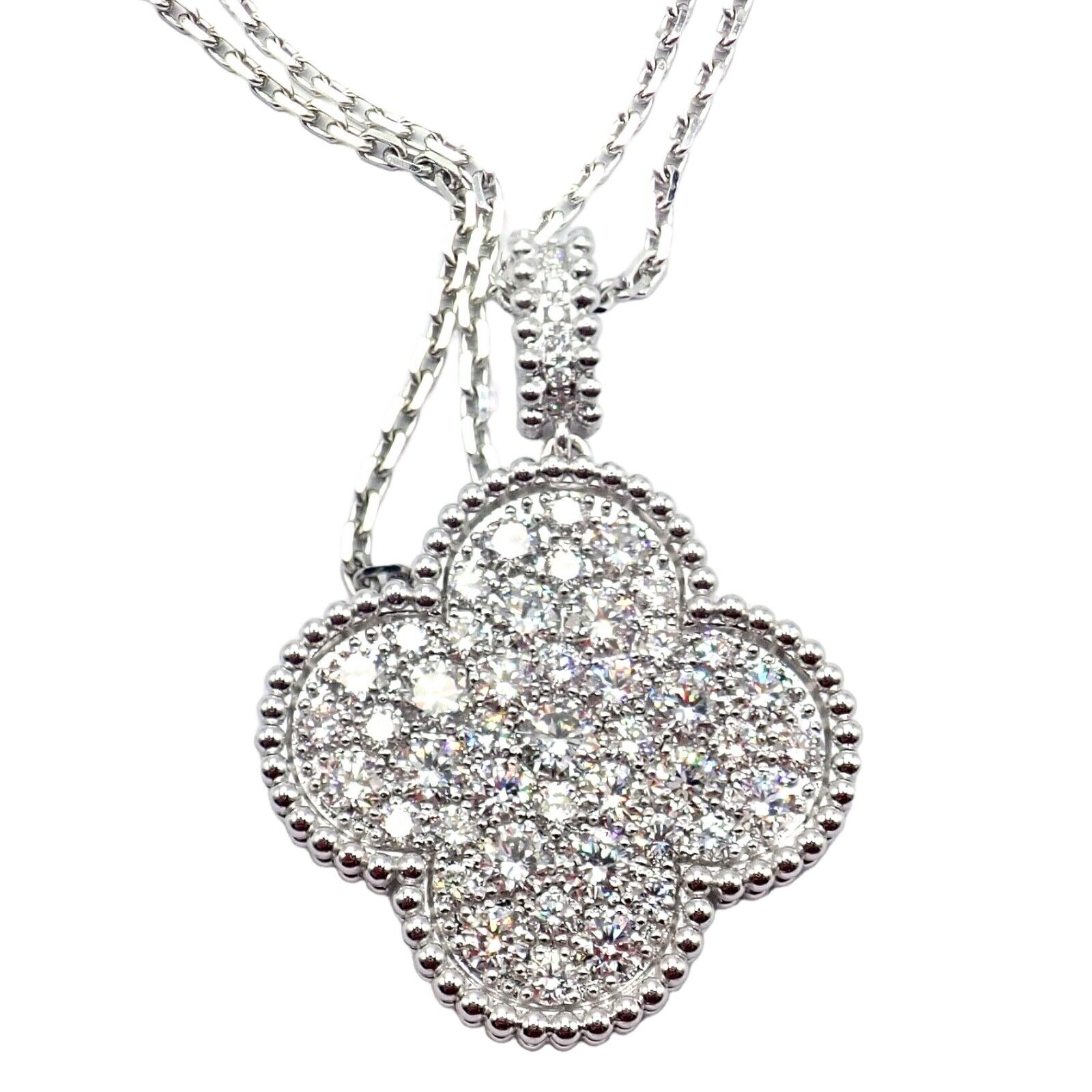 Van Cleef & Arpels Jewelry & Watches:Fine Jewelry:Necklaces & Pendants Van Cleef & Arpels Magic Alhambra 18k White Gold Diamond 1 Motif Long Necklace