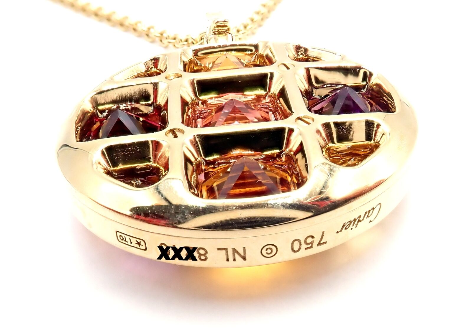 Cartier Jewelry & Watches:Fine Jewelry:Necklaces & Pendants Cartier Pasha 18k Yellow Gold Amethyst Citrine Garnet Tourmaline Necklace Cert.