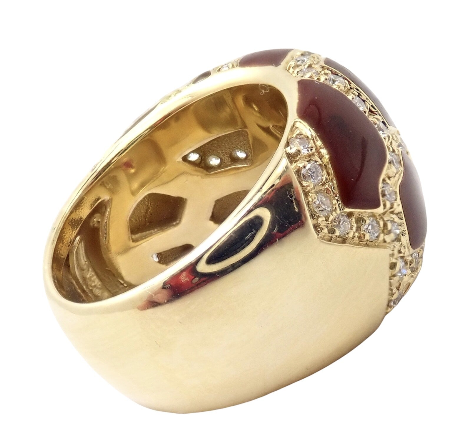 Authentic! Roberto Coin Giraffe 18k Yellow Gold Enamel Diamond Ring | Fortrove