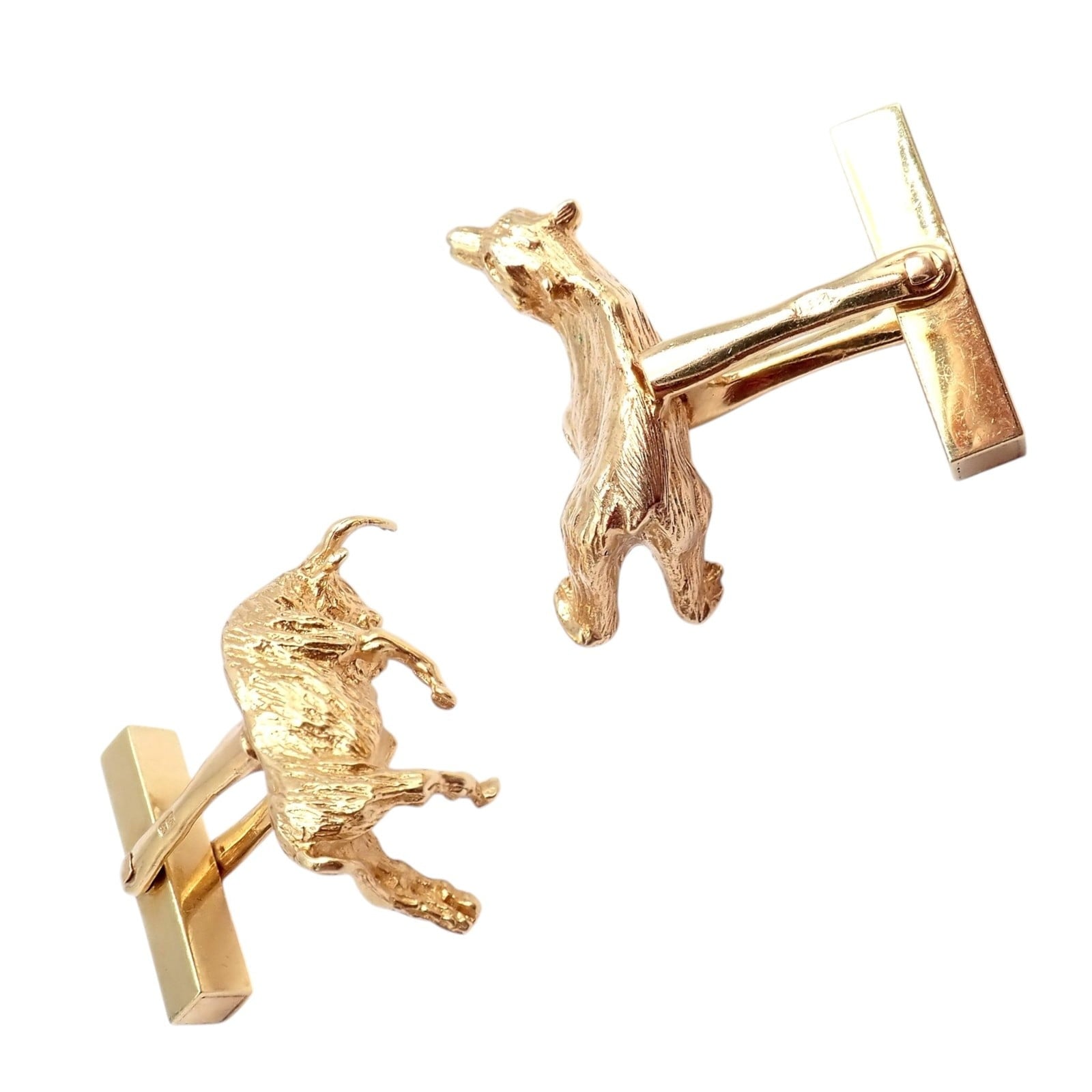 Tiffany & Co. Jewelry & Watches:Men's Jewelry:Cufflinks Rare! Vintage Tiffany & Co. 14k Yellow Gold Stock Market Bull Bear Cufflinks