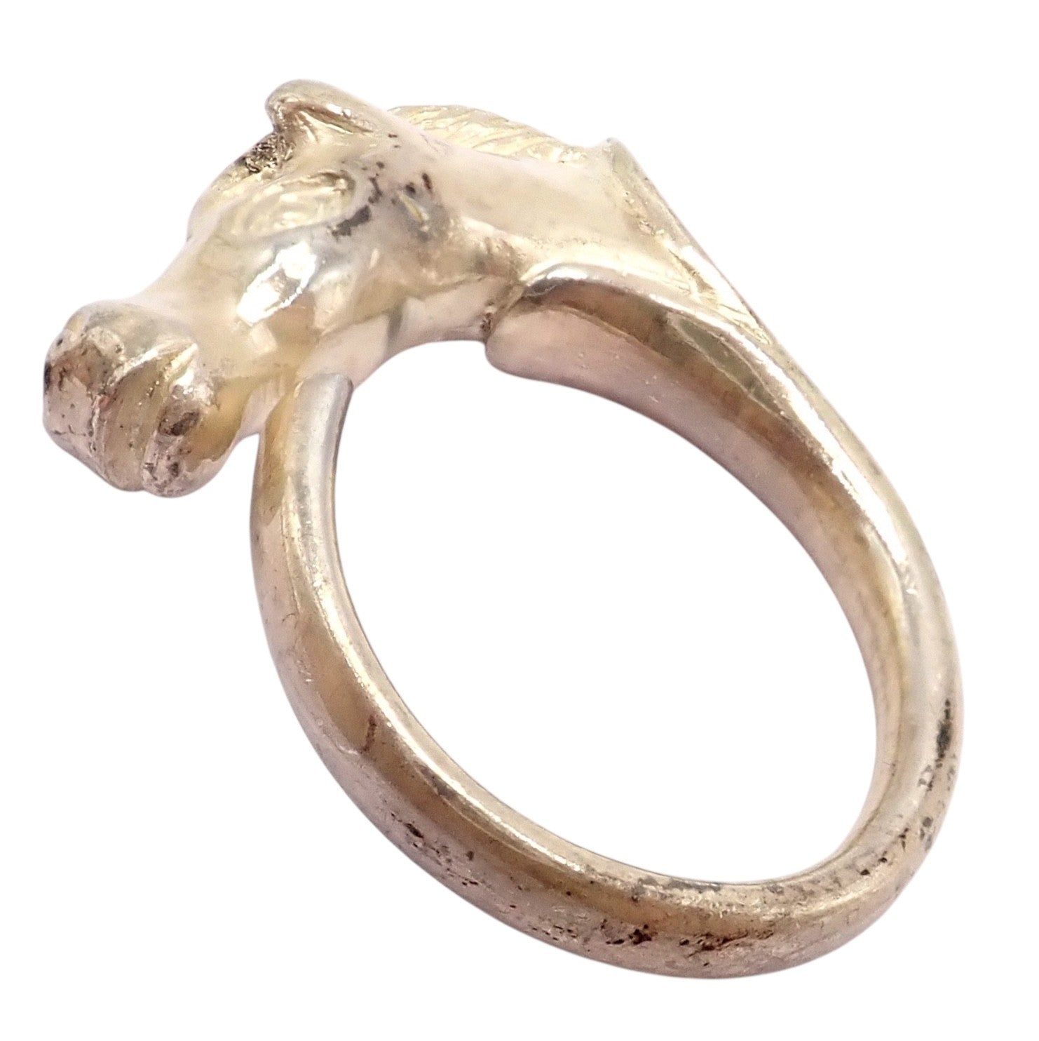 Authentic! Hermes Silver Horse Cheval Band Ring | Fortrove