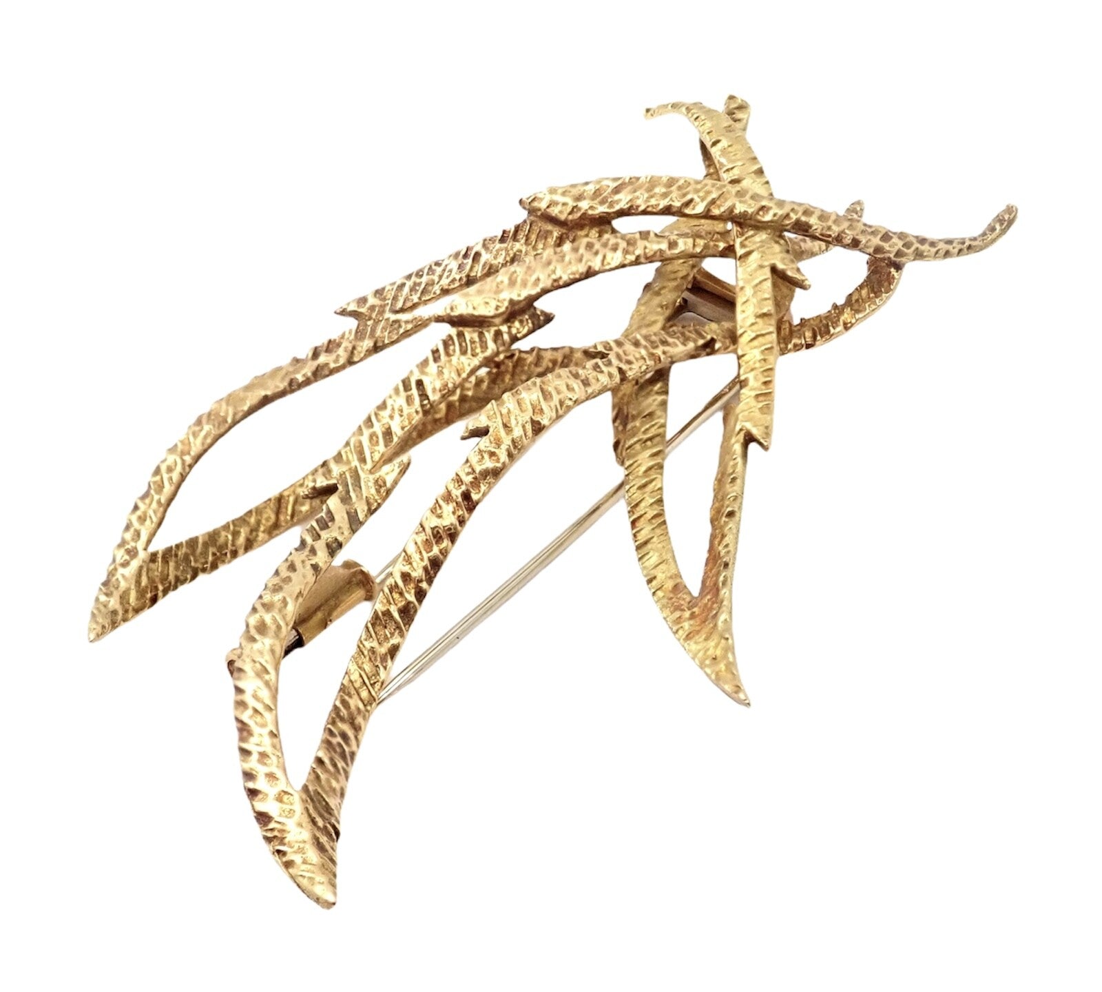 Rare Authentic Vintage Hermes Paris 18k Yellow Gold Starburst Comet Brooch Pin | Fortrove