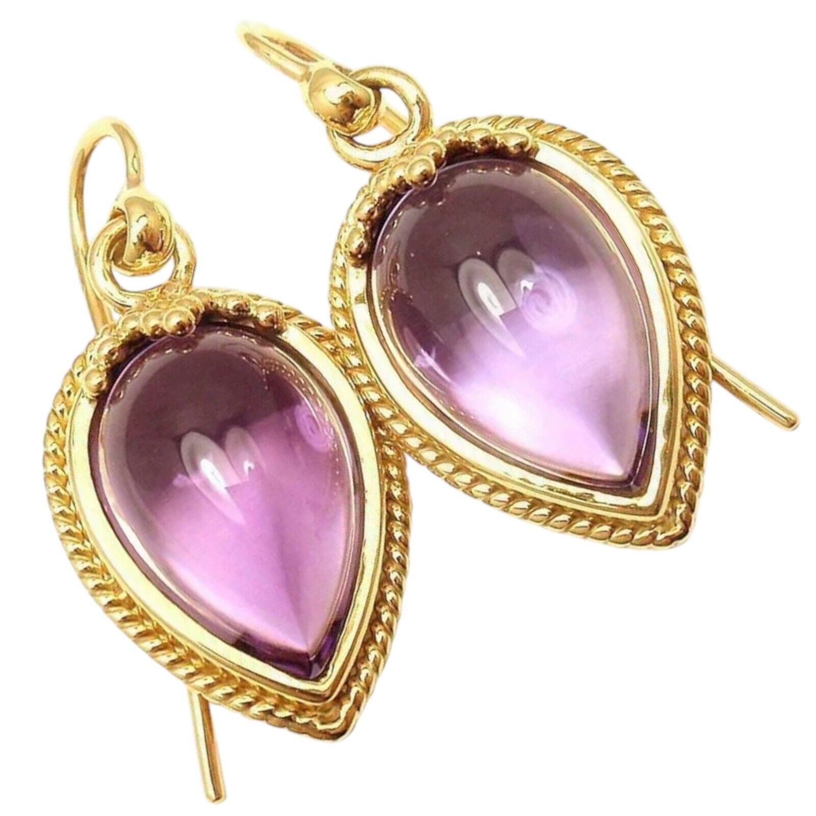 Temple St Clair Jewelry & Watches:Fine Jewelry:Earrings New! Authentic Temple St. Clair 18k Yellow Gold Chinese Bead Amethyst Earrings