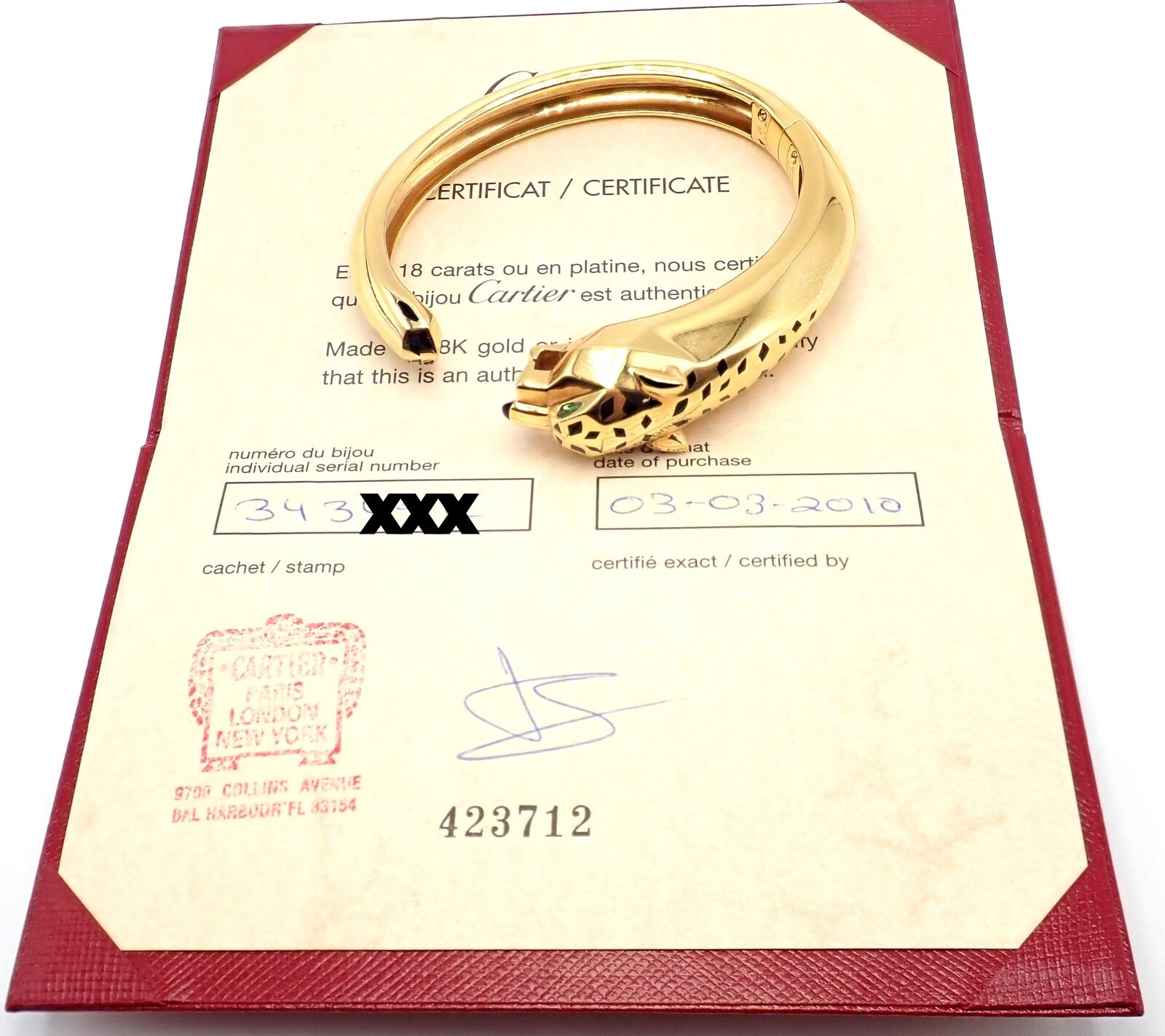 Cartier Jewelry & Watches:Fine Jewelry:Bracelets & Charms Authentic! Cartier Panther Panthere 18k Yellow Gold Cuff Bracelet Size 17 Cert