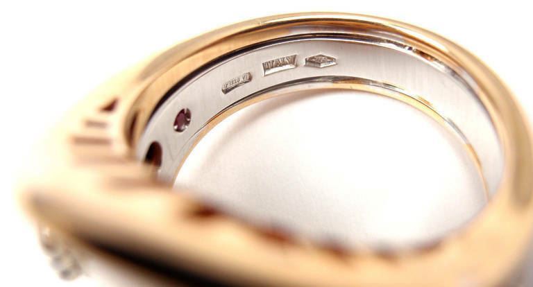 Authentic! Roberto Coin Saddle Stirrup 18k Rose Gold Diamond Enamel Ring | Fortrove