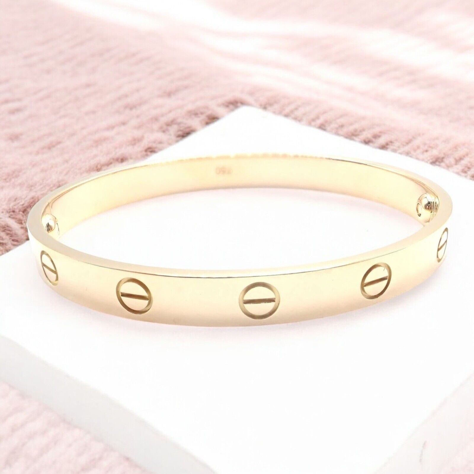 Authentic! Cartier 18k Yellow Gold Love Bangle Bracelet Size 19 Paper | Fortrove