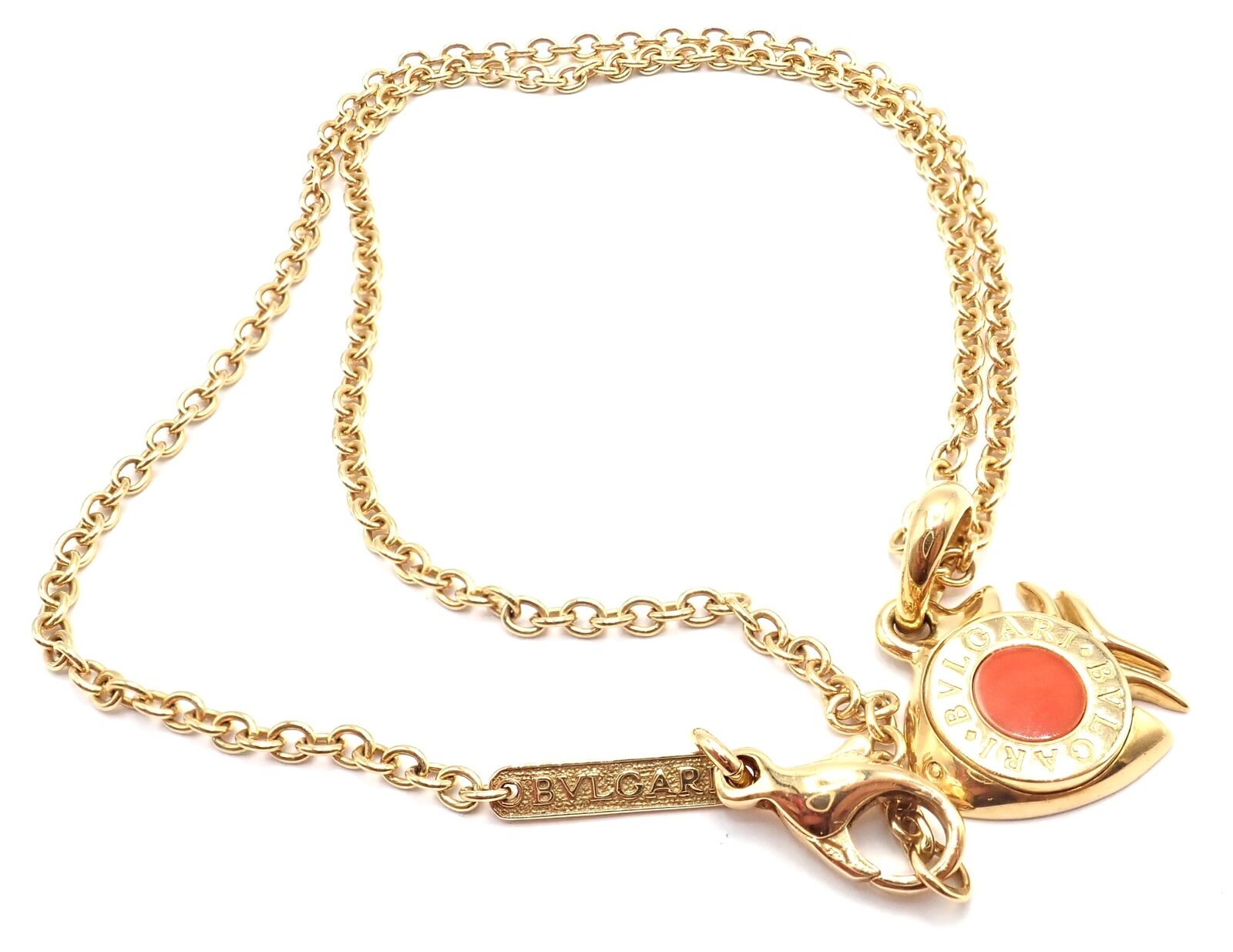 Bulgari Jewelry & Watches:Fine Jewelry:Necklaces & Pendants Authentic! Bulgari Bvlgari 18k Yellow Gold Coral Naturalia Fish Pendant Necklace