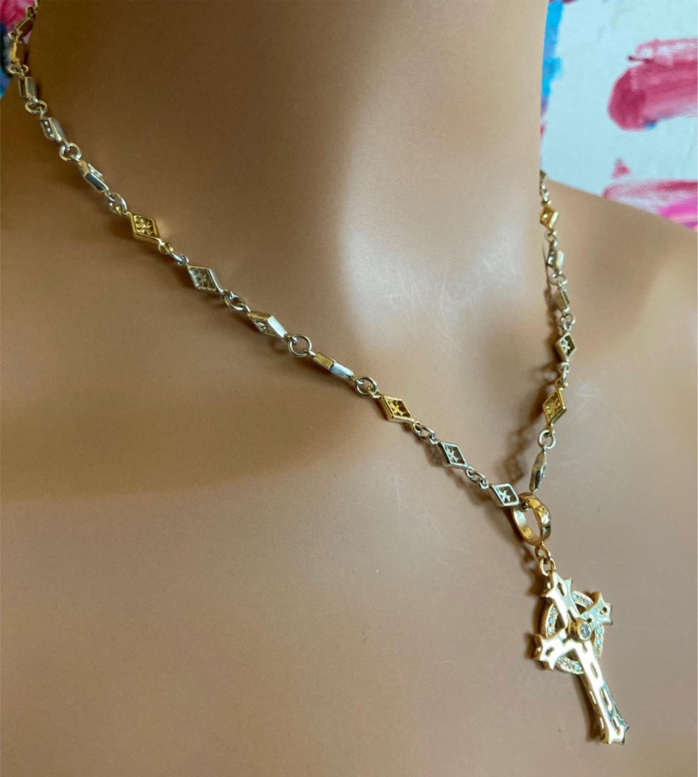 Loree Rodkin Jewelry & Watches:Fine Jewelry:Necklaces & Pendants Authentic! Loree Rodkin 18k Yellow Gold + Silver Cross Diamond Necklace